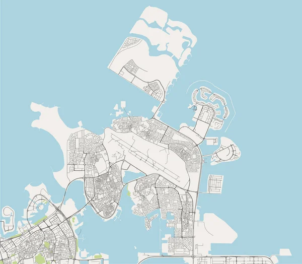 Mapa de la ciudad de Muharraq, Reino de Bahréin — Archivo Imágenes Vectoriales