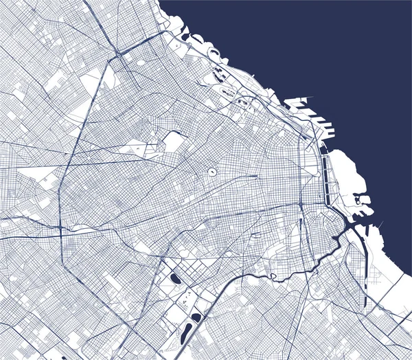 Mapa de la ciudad de Buenos Aires, Argentina — Vector de stock