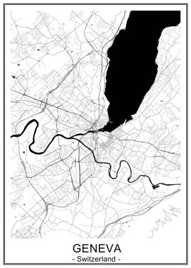 map of the city of Geneva, Switzerland clipart