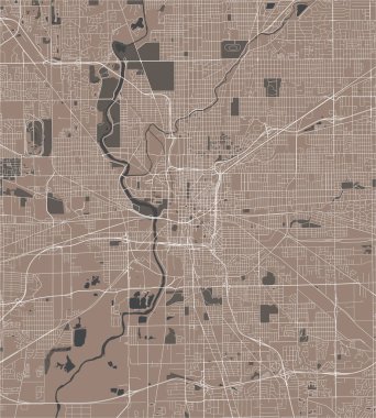 Indianapolis şehrinin haritası, Indiana, Abd