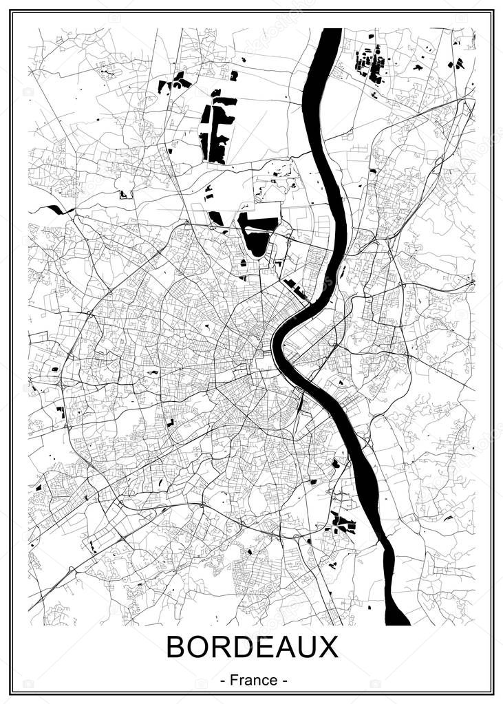 map of the city of Bordeaux, France