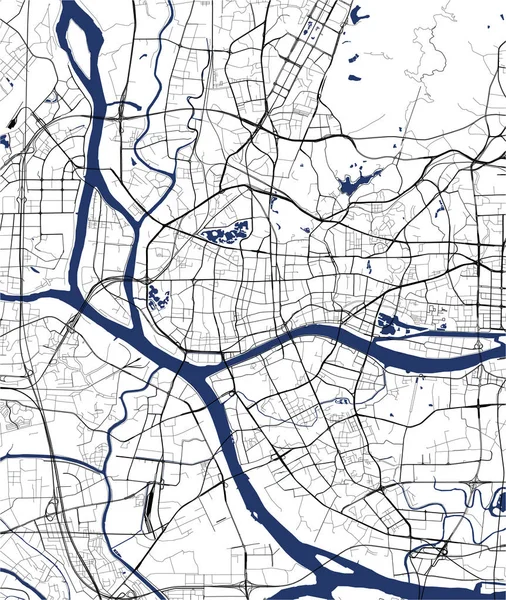 Mapa da cidade de Guangzhou, China — Vetor de Stock