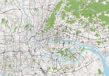 map of the city of Guangzhou, China clipart