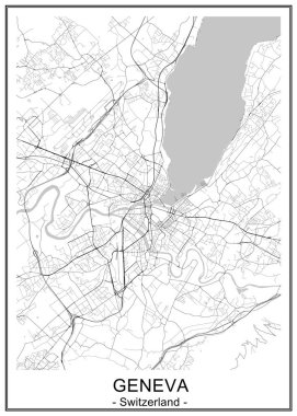 map of the city of Geneva, Switzerland clipart