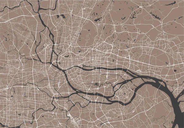 Mapa de la ciudad de Guangzhou, China — Archivo Imágenes Vectoriales