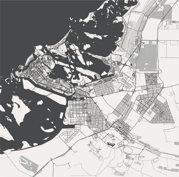 Mapa da cidade de Abu Dhabi, Emirados Árabes Unidos EAU — Vetor de Stock