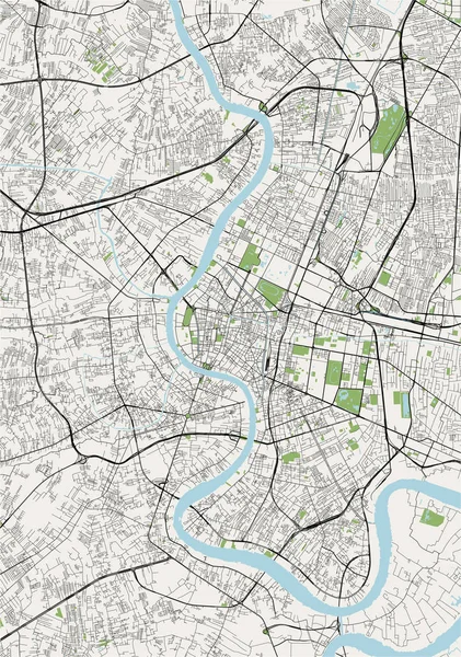 Mapa de la ciudad de Bangkok, Tailandia — Archivo Imágenes Vectoriales