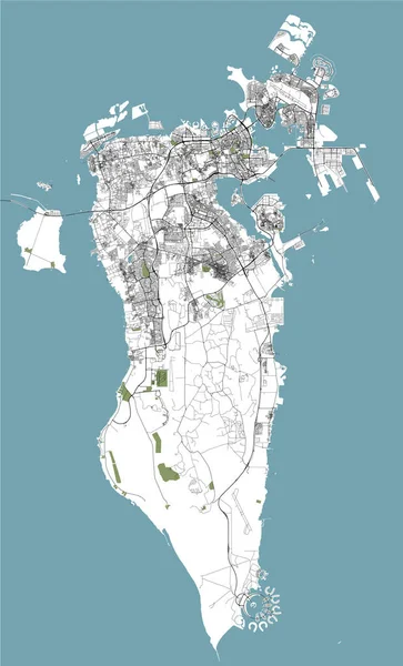 Carte de la ville de Bahreïn, Royaume de Bahreïn — Image vectorielle