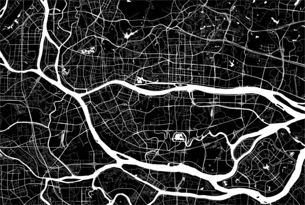 Guangzhou şehrinin haritası, Çin — Stok Vektör