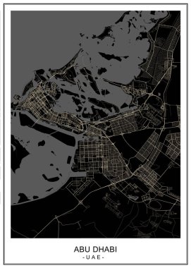 Abu Dabi şehrinin haritası, Birleşik Arap Emirlikleri Bae