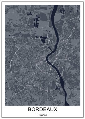 Bordeaux şehrinin haritası, Fransa