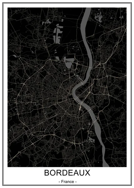 Mapa miasta Bordeaux, Francja — Wektor stockowy