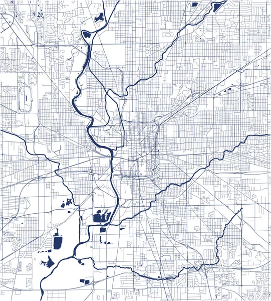 Mapa de la ciudad de Indianápolis, Indiana, Estados Unidos — Archivo Imágenes Vectoriales