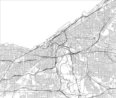 Cleveland şehrinin haritası, Ohio, Abd