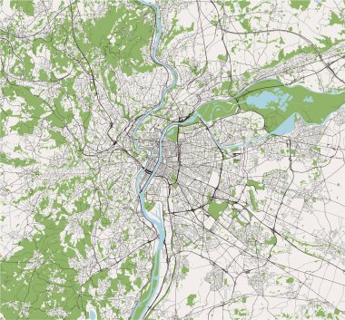 Lyon şehrinin haritası, Fransa