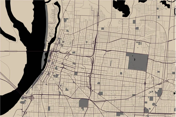 Mapa da cidade de Memphis, Mississippi, Estados Unidos — Vetor de Stock