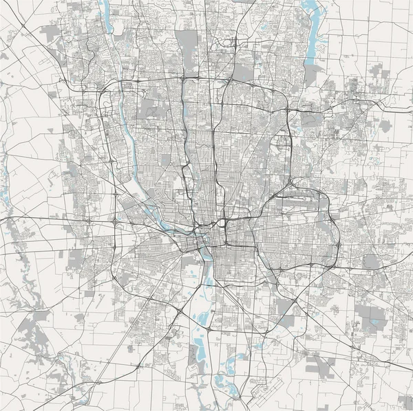 Mapa de la ciudad de Columbus, Ohio, Estados Unidos — Vector de stock