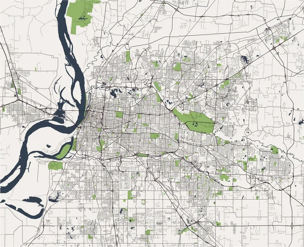 Mapa de la ciudad de Memphis, Misisipi, Estados Unidos — Vector de stock