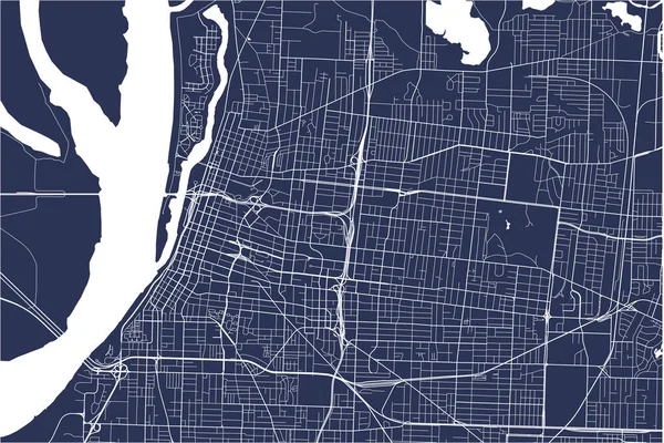 Mapa da cidade de Memphis, Mississippi, Estados Unidos — Vetor de Stock