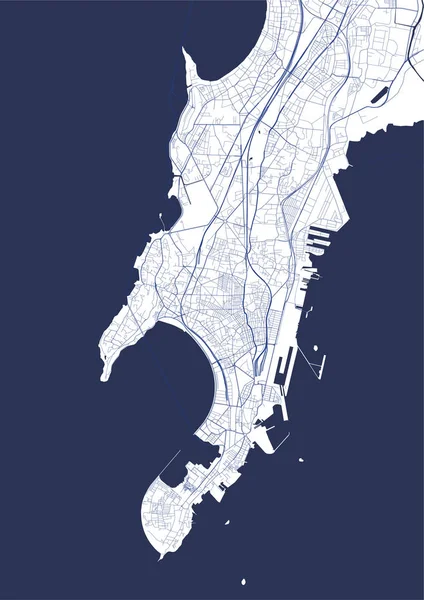 Mapa da cidade de Mumbai, estado indiano de Maharashtra — Vetor de Stock