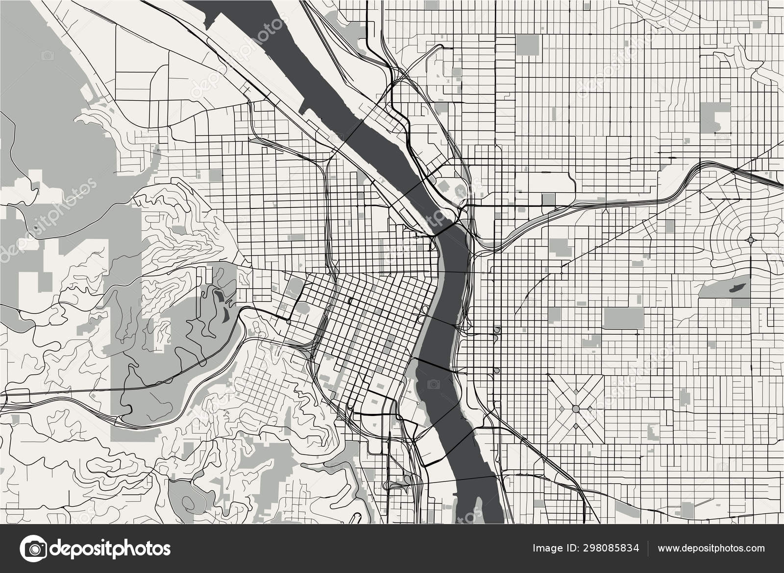 Map of the city of Portland, Oregon, USA — Stock Vector © tish11 298085834