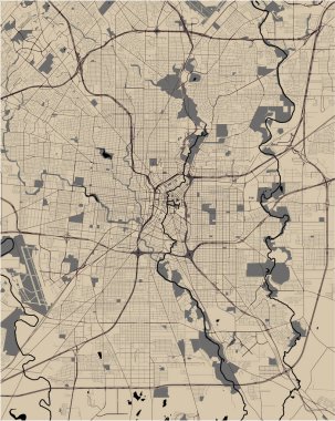 San Antonio şehrinin haritası, Teksas, ABD