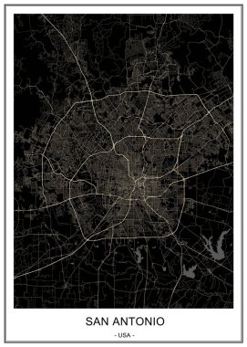 map of the city of San Antonio, Texas, USA clipart