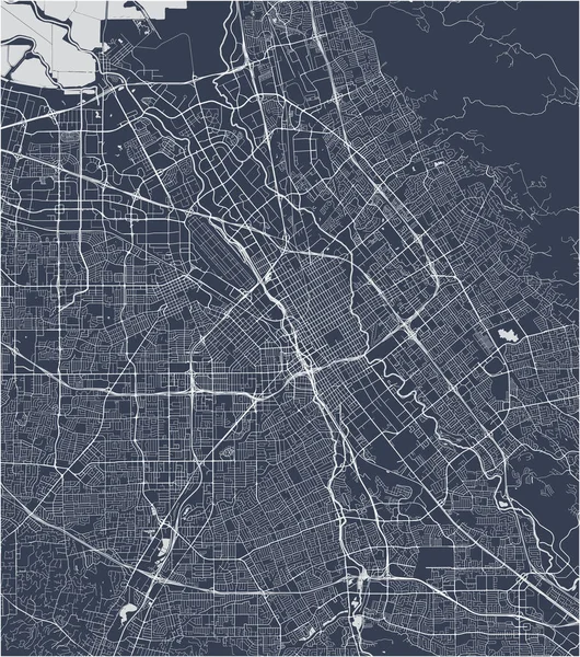 カリフォルニア州サンノゼ市の地図 — ストックベクタ