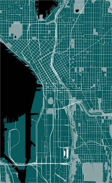 Mapa de la ciudad de Seattle, Washington, Estados Unidos — Vector de stock