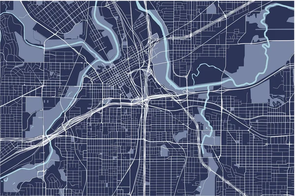 Mapa de la ciudad de Fort Worth, Texas, Estados Unidos — Vector de stock