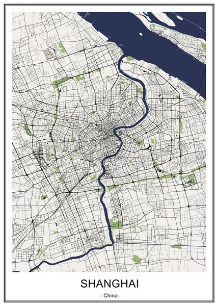 Mapa da cidade de Shanghai, China — Vetor de Stock