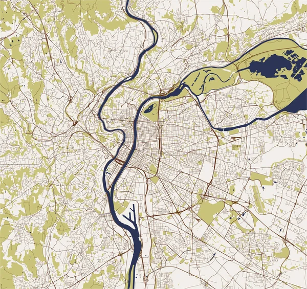 Mapa da cidade de Lyon, França — Vetor de Stock