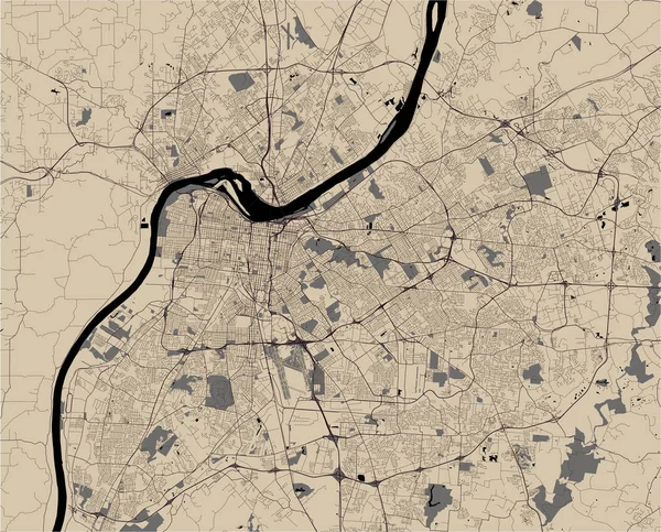 Mapa da cidade de Louisville, Kentucky, EUA — Vetor de Stock