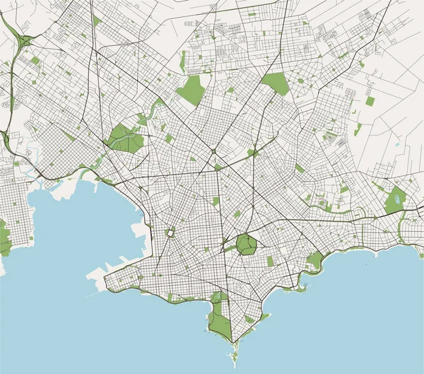 Mapa da cidade de Montevidéu, Uruguai, América do Sul — Vetor de Stock