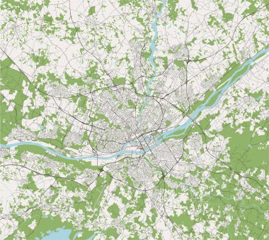 Nantes şehrinin haritası, Fransa