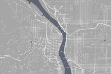 Portland şehrinin haritası, Oregon, Abd