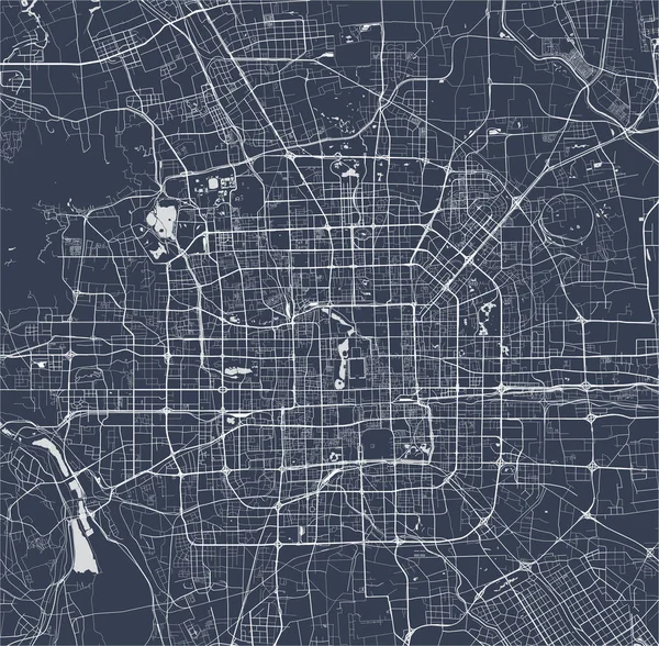 Mapa da cidade de Pequim, China — Vetor de Stock