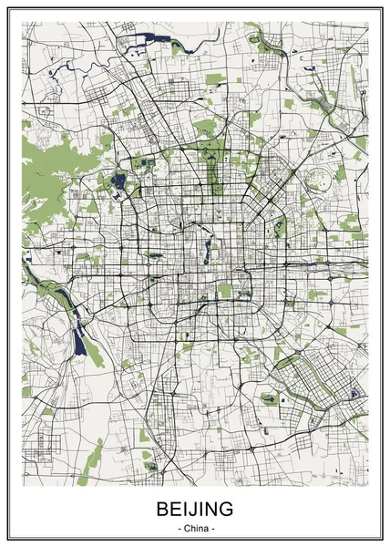 Mapa da cidade de Pequim, China — Vetor de Stock