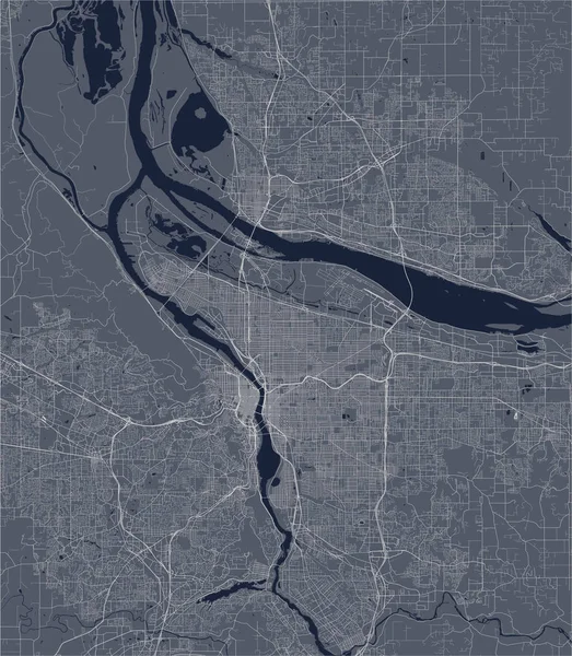 Map of the city of Portland, Oregon, USA — Stock Vector