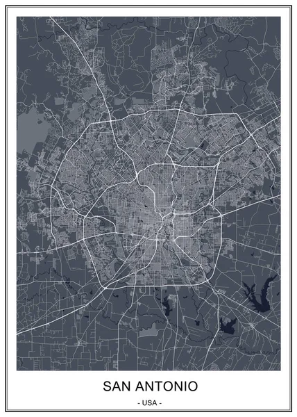 美国得克萨斯州圣安东尼奥市地图 — 图库矢量图片