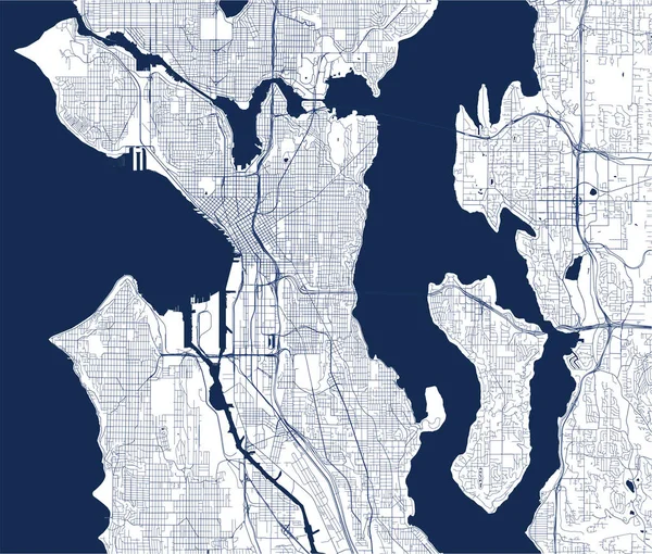 Seattle şehrinin haritası, Washington, Abd