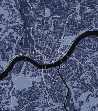 Cincinnati şehrinin haritası, State Ohio, ABD, ve Hamilton County hükümet merkezi