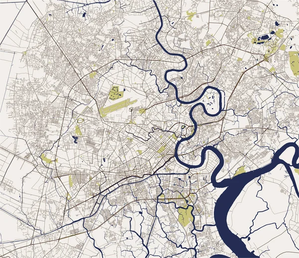 Karte der Stadt Ho Chi Minh Stadt, Vietnam — Stockvektor