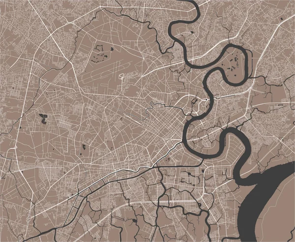 Kaart van de stad Ho Chi Minh stad, Vietnam — Stockvector