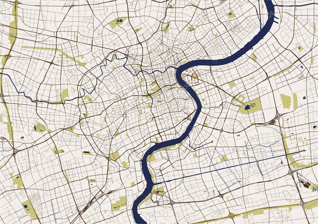 map of the city of Shanghai, China
