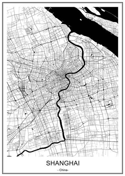 Mapa da cidade de Shanghai, China — Vetor de Stock