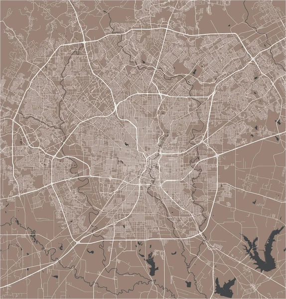 Karta över staden San Antonio, Texas, USA — Stock vektor
