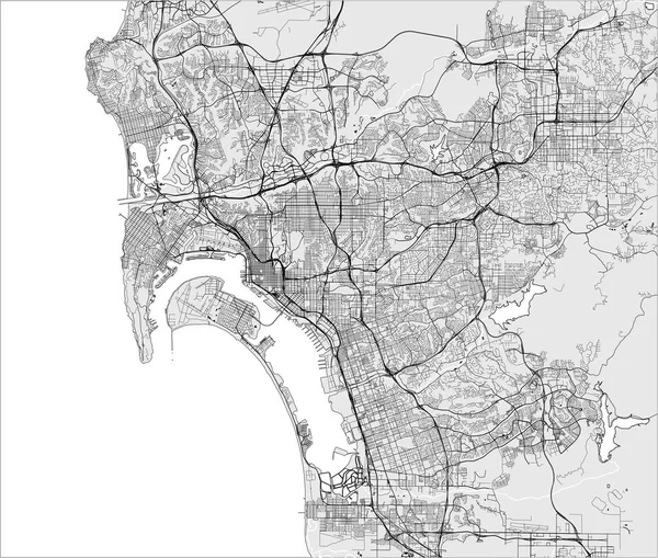 美国加利福尼亚州圣地亚哥市的地图 — 图库矢量图片