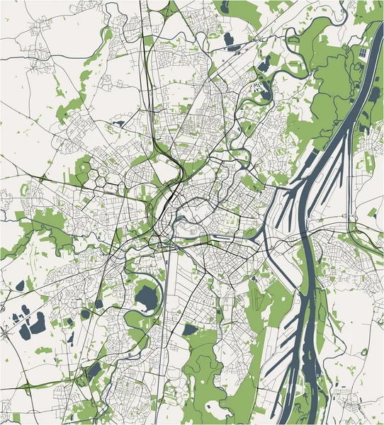 Mapa da cidade de Strasbourg, França —  Vetores de Stock