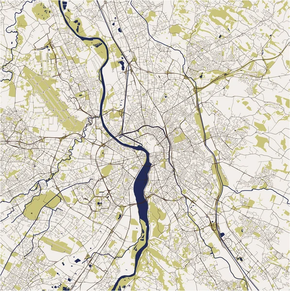 Kaart van de stad Toulouse, Frankrijk — Stockvector